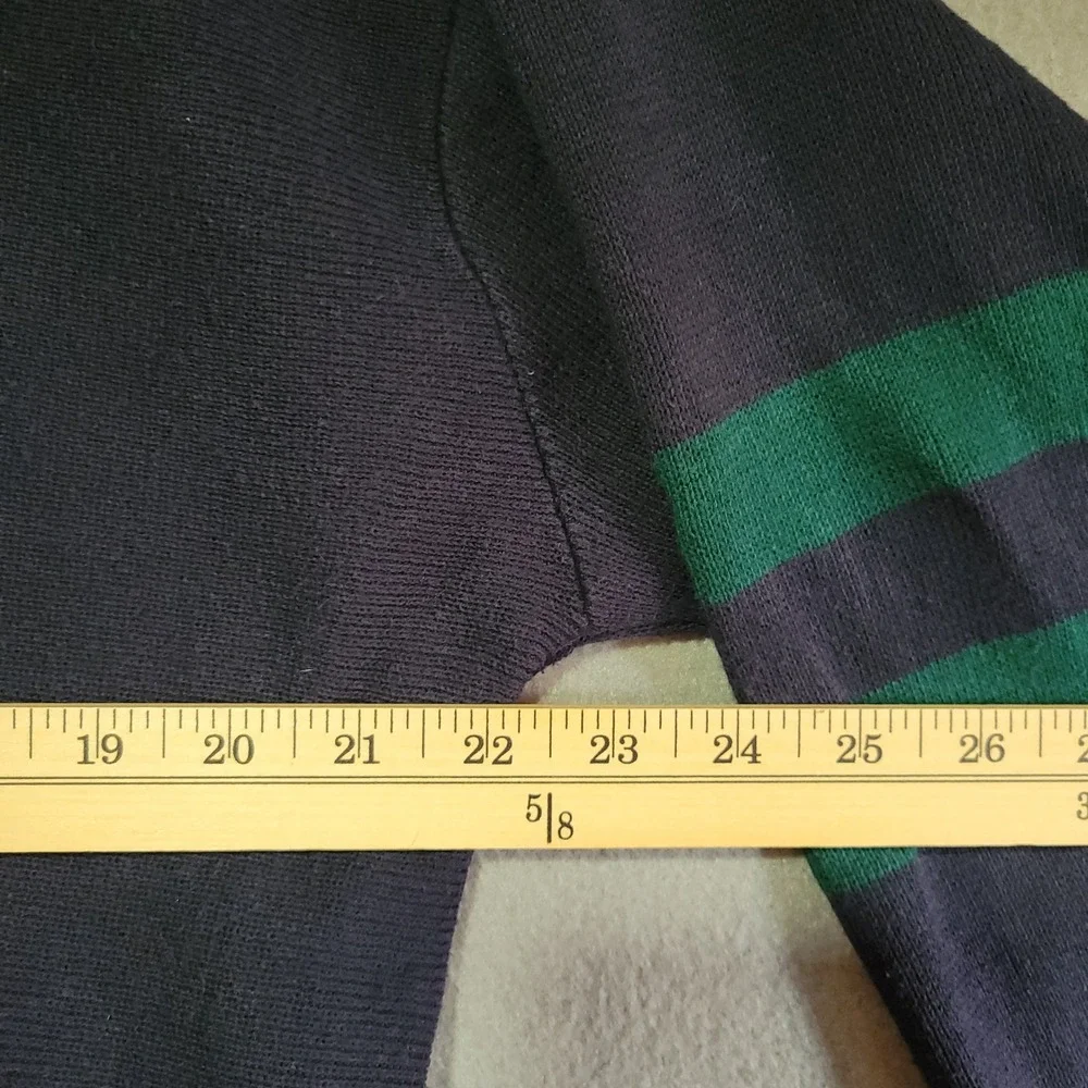Cotton Traders Vintage 90s Colorblock Quarter Zip‎ Cotton Sweater Navy Mens XL